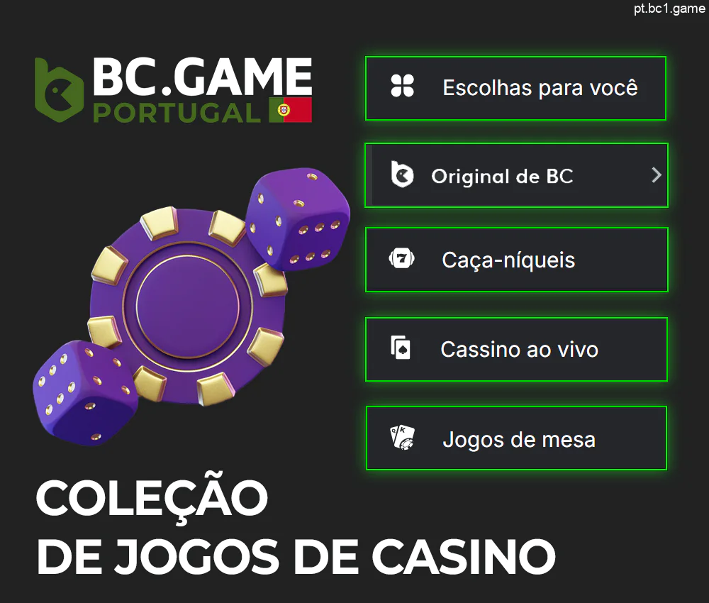 Uma coleção de jogos de casino no BC.Game para jogadores portugueses