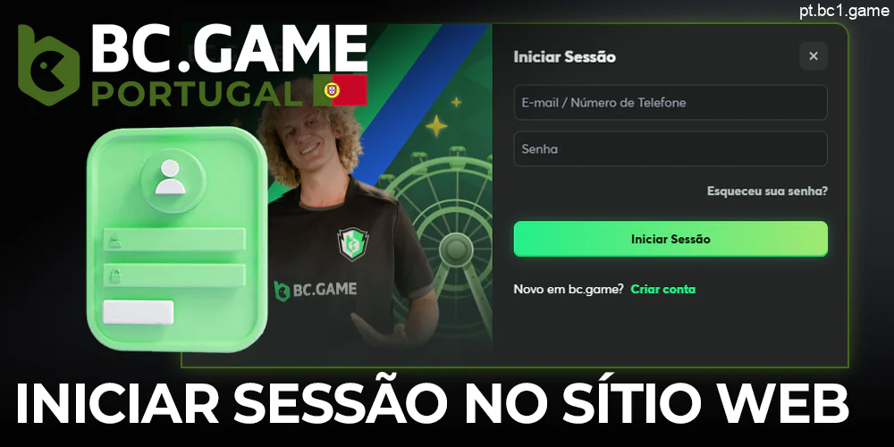 Instruções de início de sessão BC.Game para jogadores portugueses