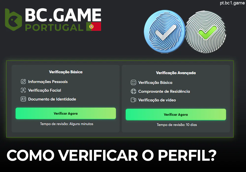 Verificação do perfil no casino BC.Game