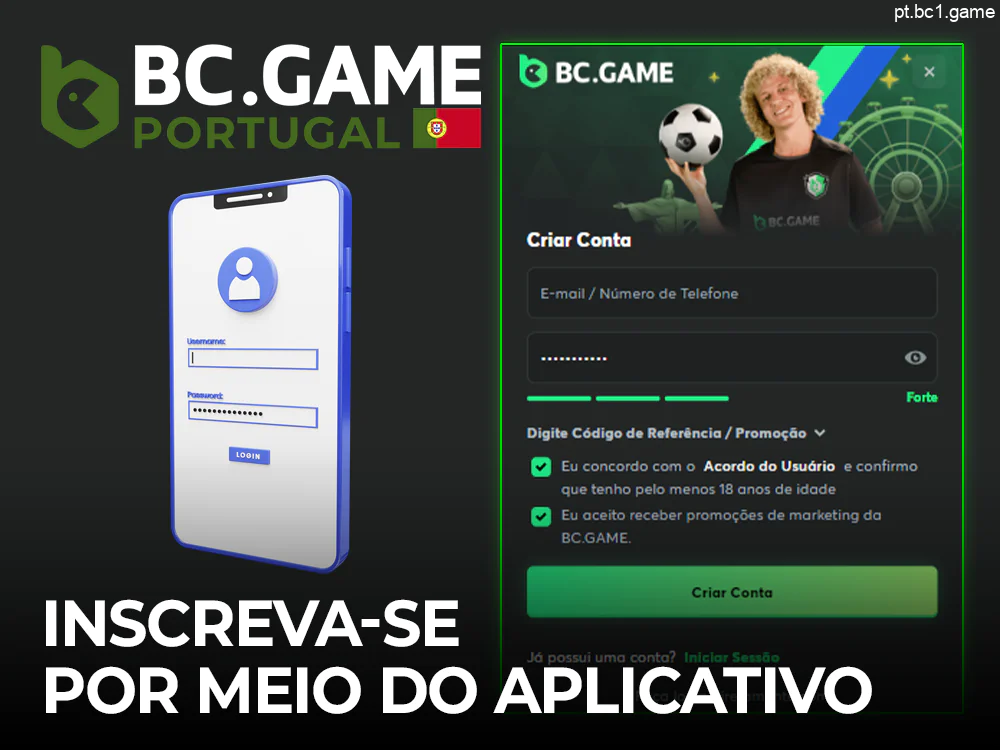 Como criar uma nova conta na aplicação BC.Game