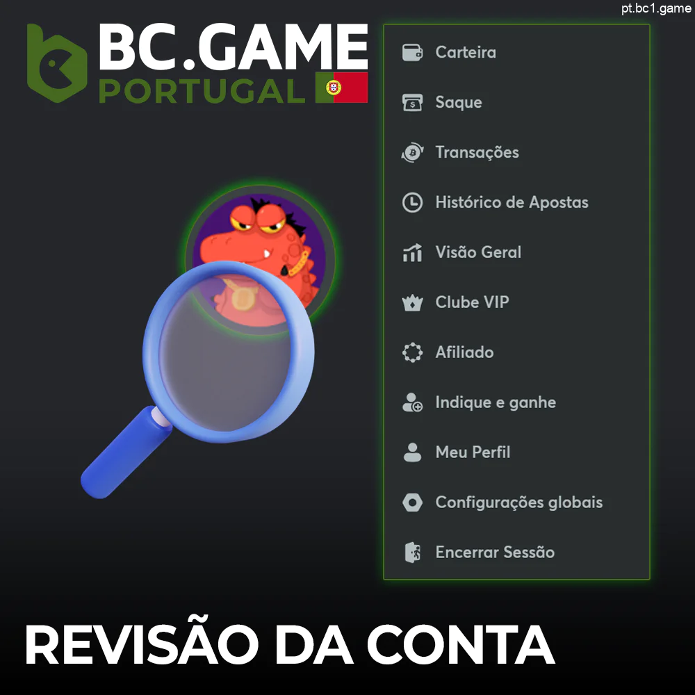 Visão geral das caraterísticas da conta BC.Game