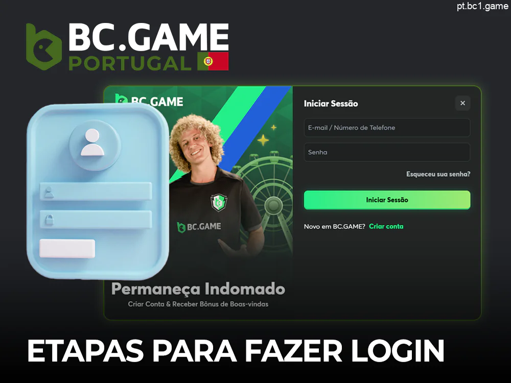 Processo de autorização no sítio Web BC.Game