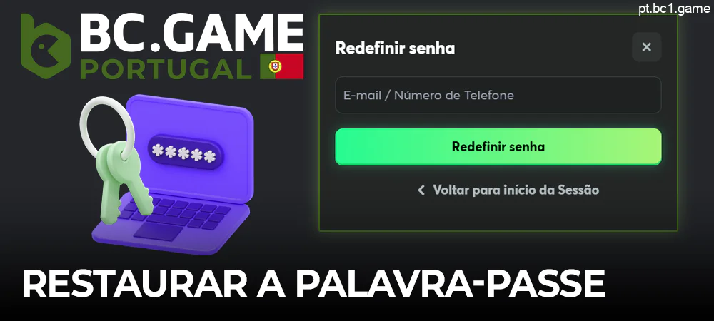 Processo de recuperação da palavra-passe BC.Game