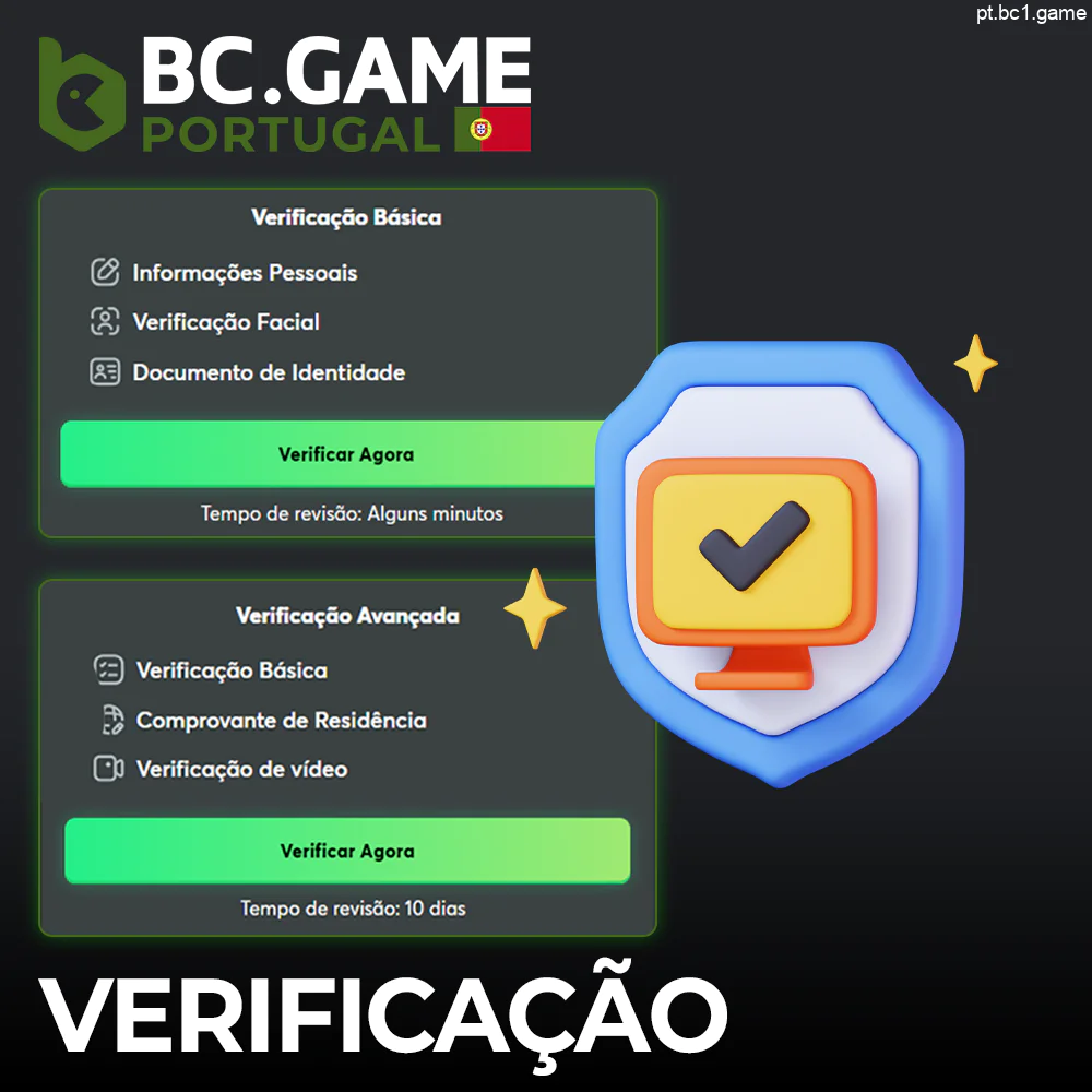 Processo de verificação no sítio Web BC.Game