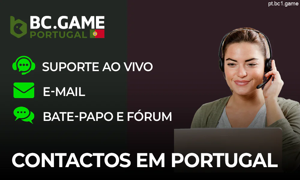 Formas de contactar o serviço de apoio BC.Game